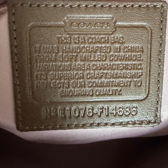 Coach Penelope Shopper Tote Brown Pebbled Leather Shoulder Bag F14686 - Picture 5 of 16